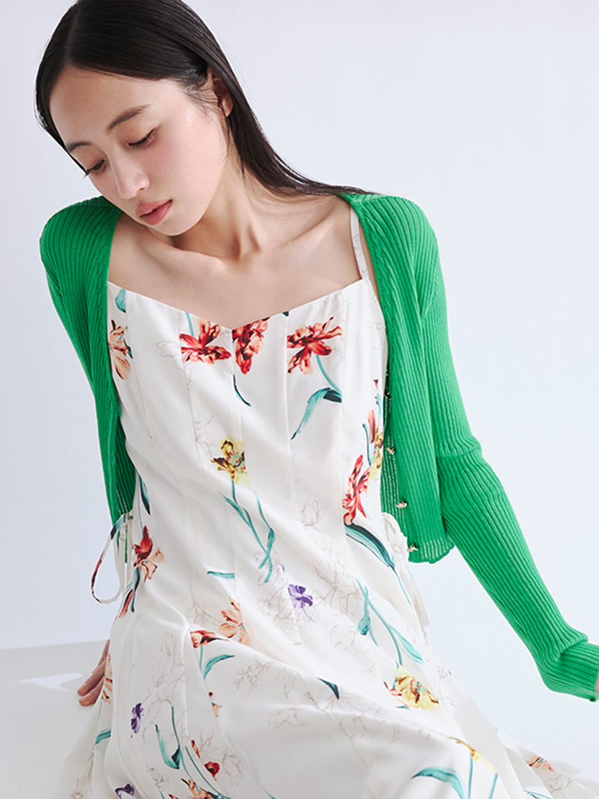 シルクコットンクロップドリブニットカーディガン(ニット)｜トップス