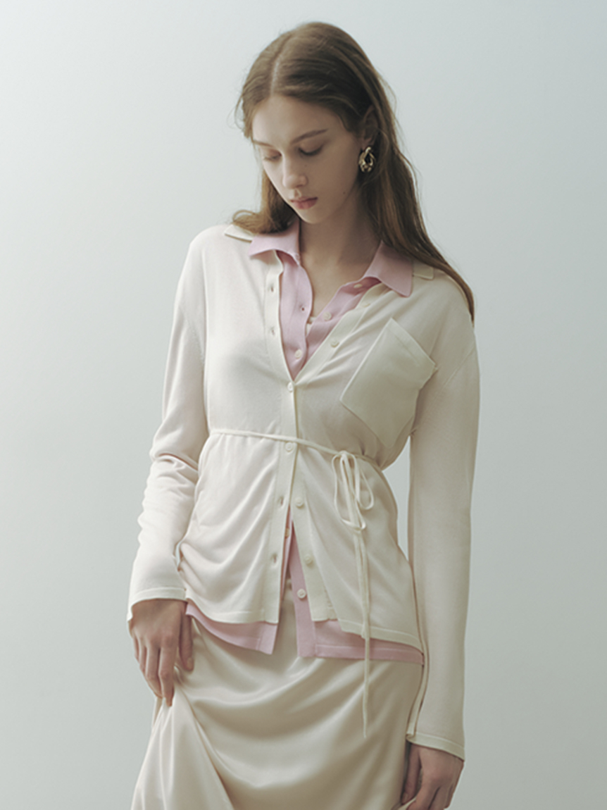 シルクブレンドシアーニットシャツ／ウォッシャブル(ニット)｜トップス