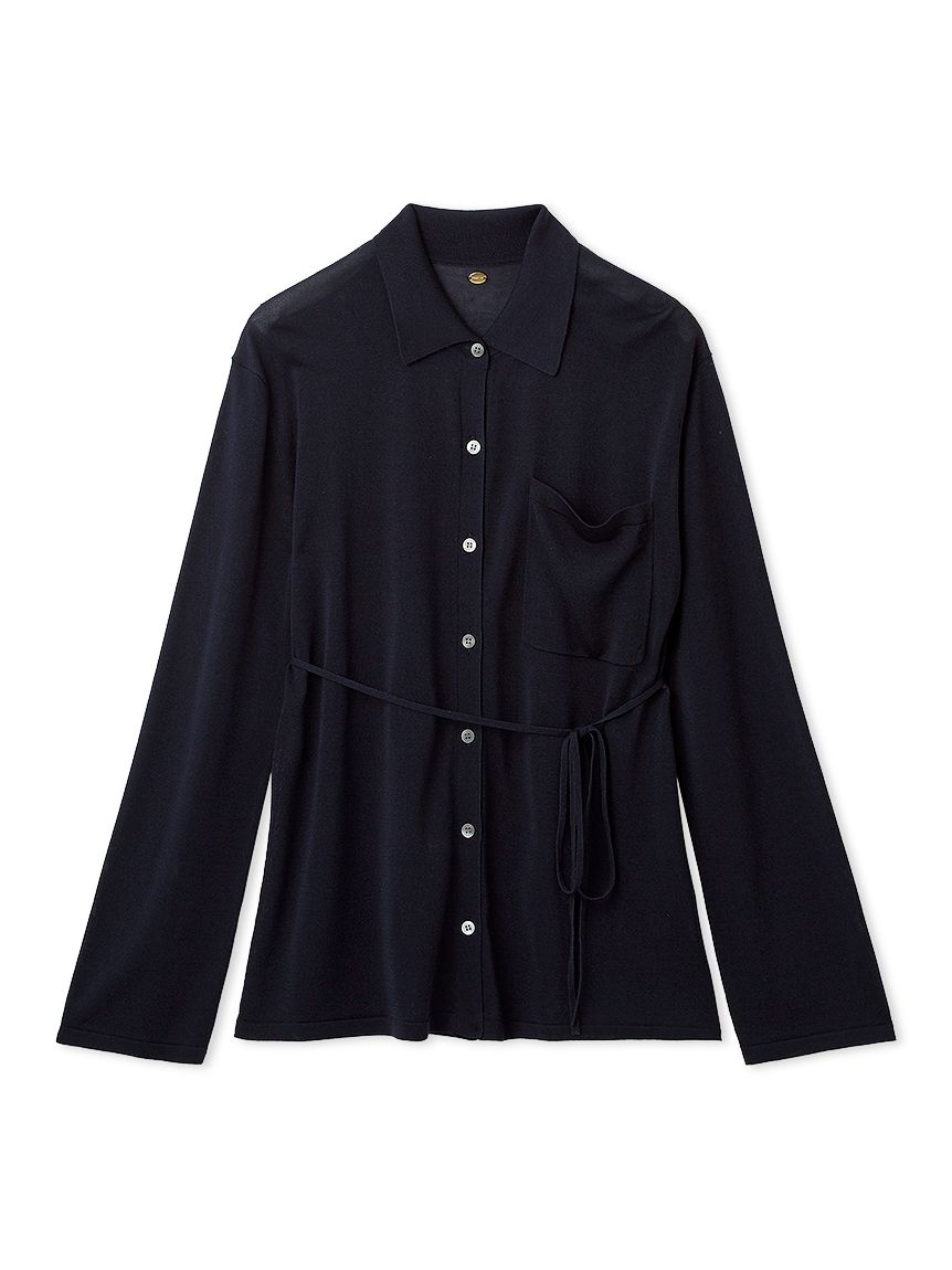 シルクブレンドシアーニットシャツ／ウォッシャブル(ニット)｜トップス