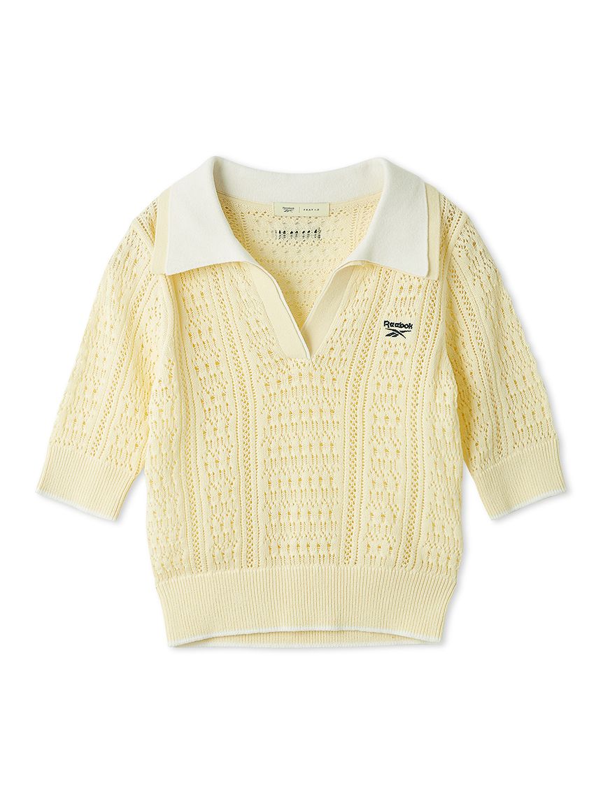 Reebok×FRAY I.D】ポロカラーメッシュニットプルオーバー(ニット