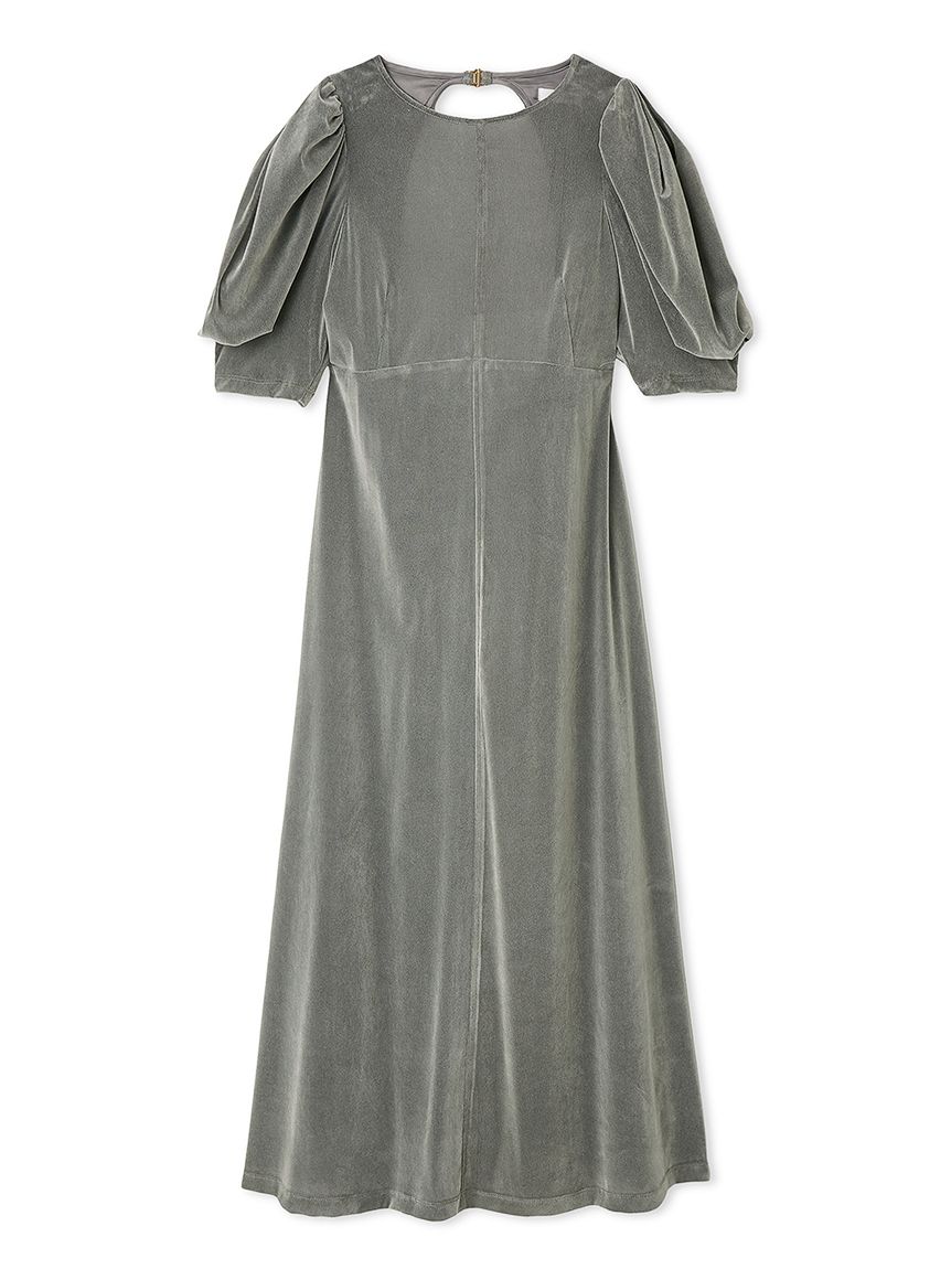 バックオープンフロッキーチュールワンピース(マキシ・ロング