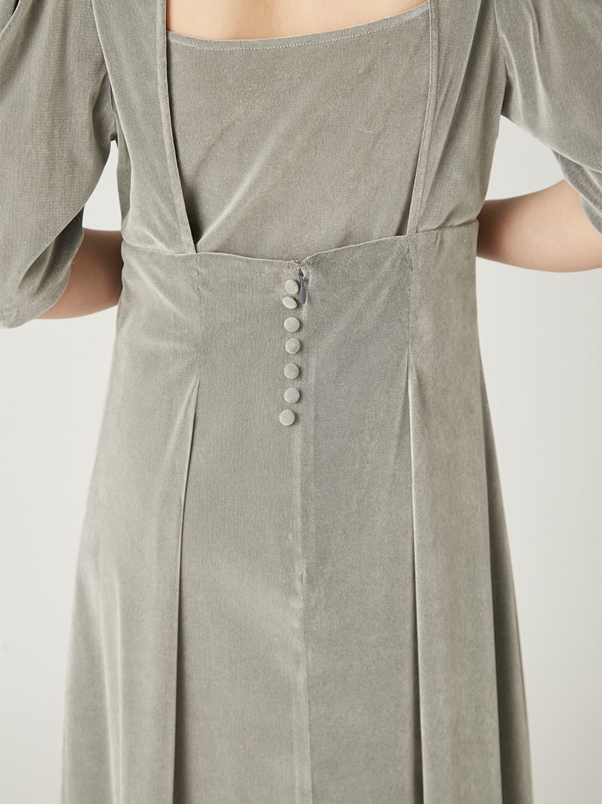 バックオープンフロッキーチュールワンピース(マキシ・ロング