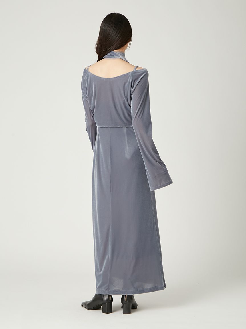シアーベロアカーデ&キャミワンピース(マキシ・ロングワンピース
