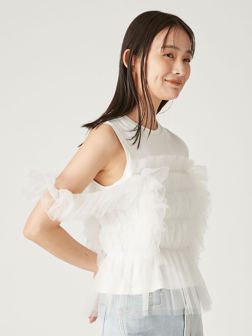 新品★FRAY I.D チュールコンビ2wayトップス チュールコンビ2wayトップス(カットソー)｜トップス｜FRAY I.D