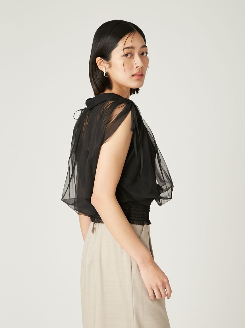 チュールドッキングカシュクールカットソー(カットソー