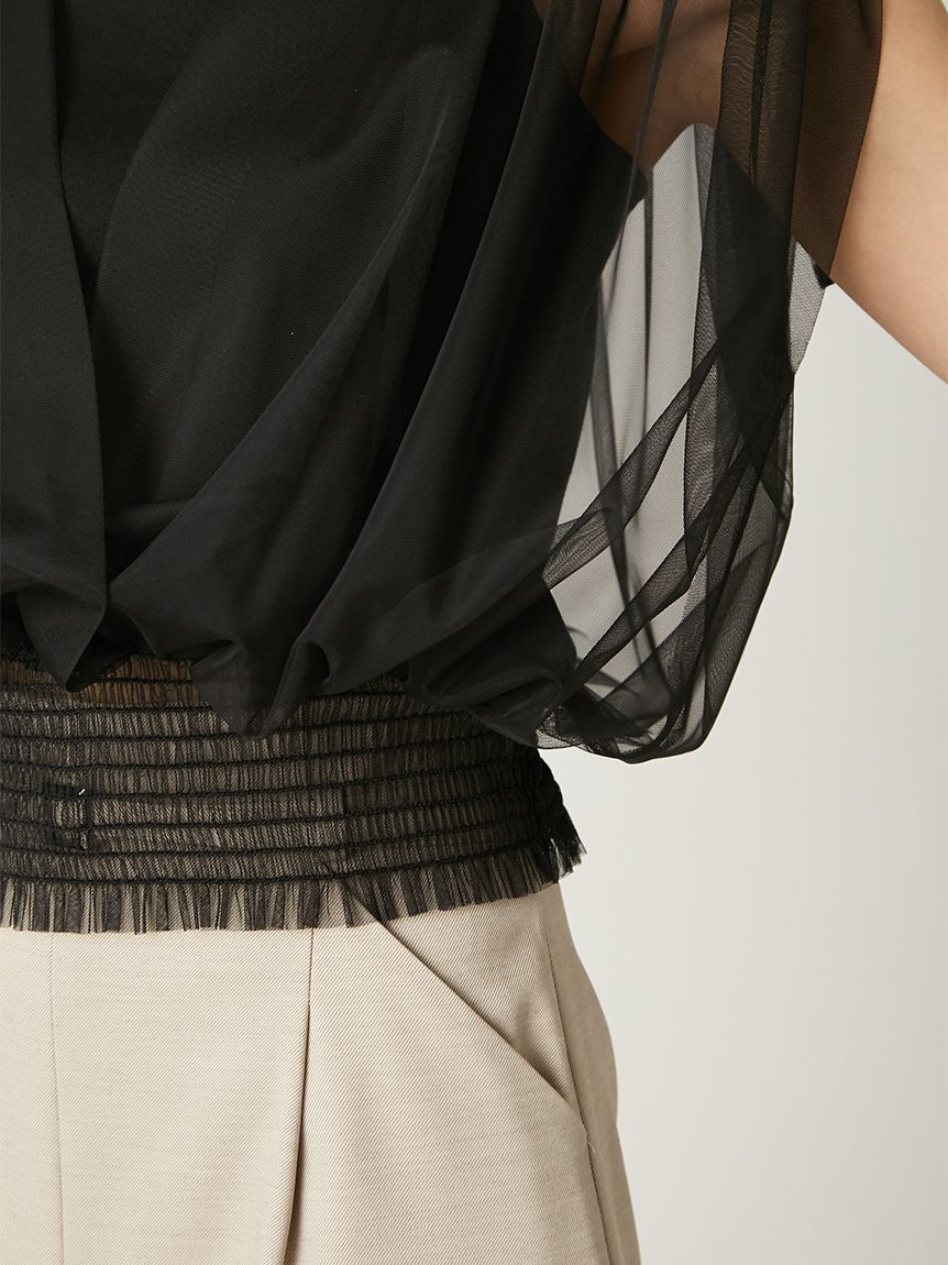 ダブル様【新品未使用タグ付】FRAY.I.Dスクエアネックドレープチュールトップ ダブル様【新品未使用タグ付】FRAY.I.Dスクエアネックドレープ