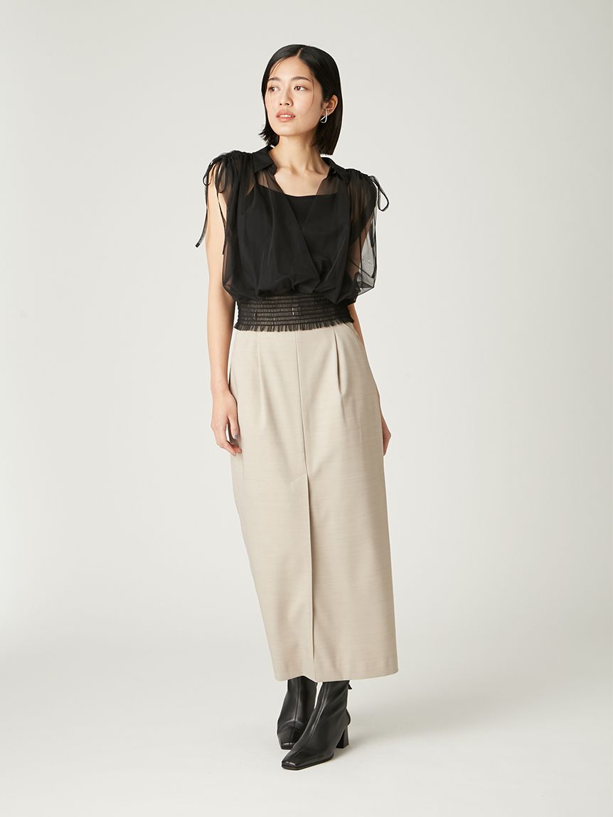 チュールドッキングカシュクールカットソー(カットソー)｜トップス