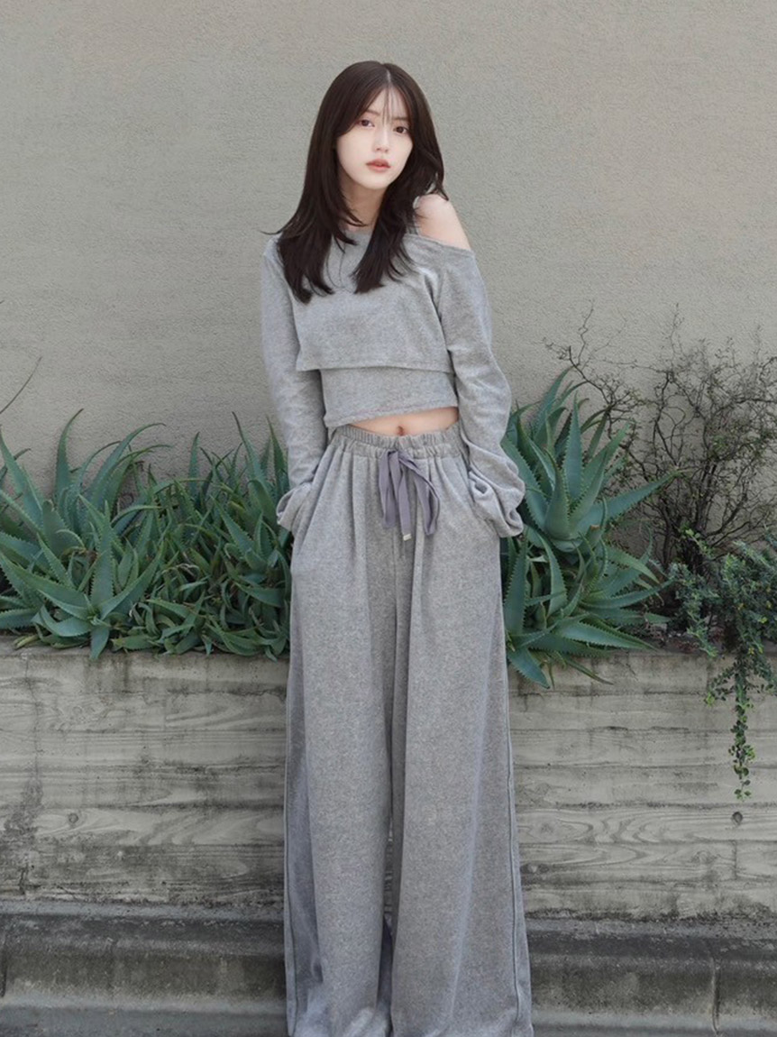 フレイアイディー　クラッシュベロアレイヤードカットソー クラッシュベロアレイヤードカットソー(カットソー)｜トップス｜FRAY