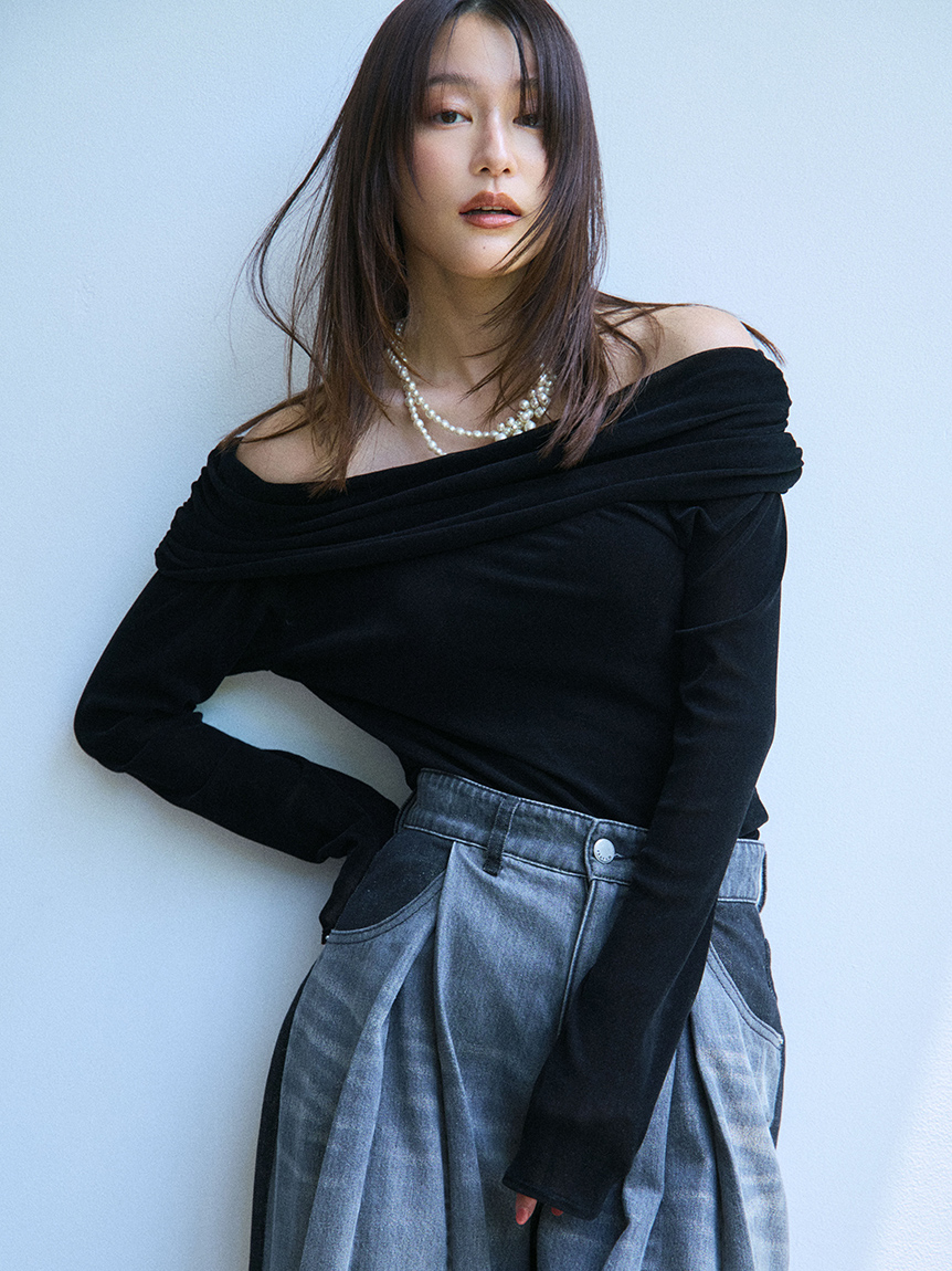 FRAY I.D - 値下げ！styling/ フロッキーチュールタートル 黒 todayful FRAY I.D - 値下げ！styling/ フロッキーチュールタートル 黒