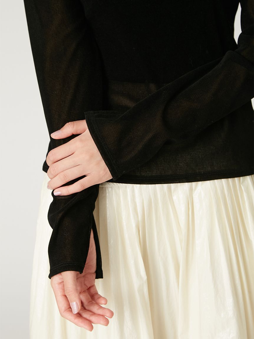 バックオープンフロッキーチュールトップス(カットソー)｜トップス