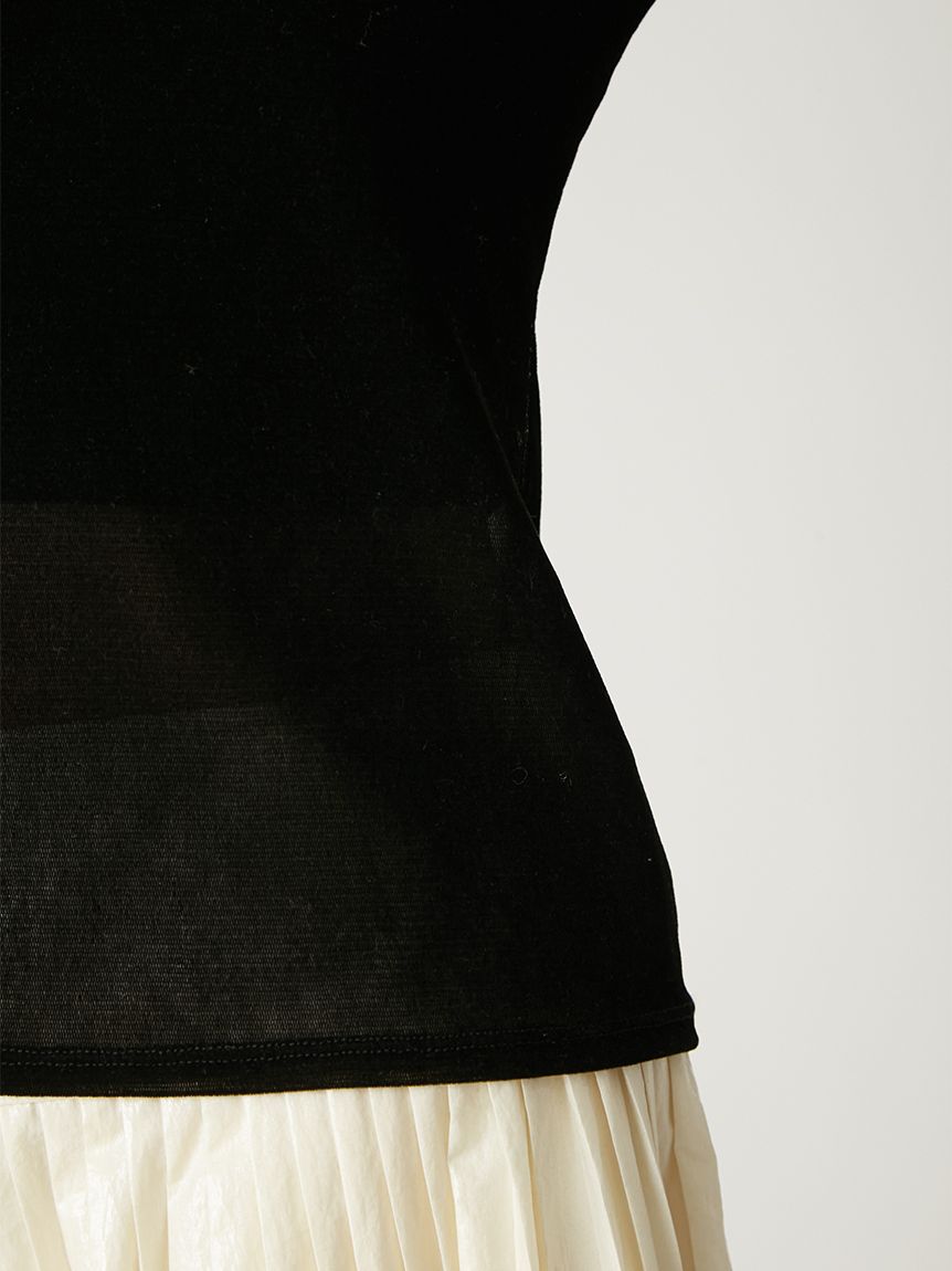 バックオープンフロッキーチュールトップス(カットソー)｜トップス