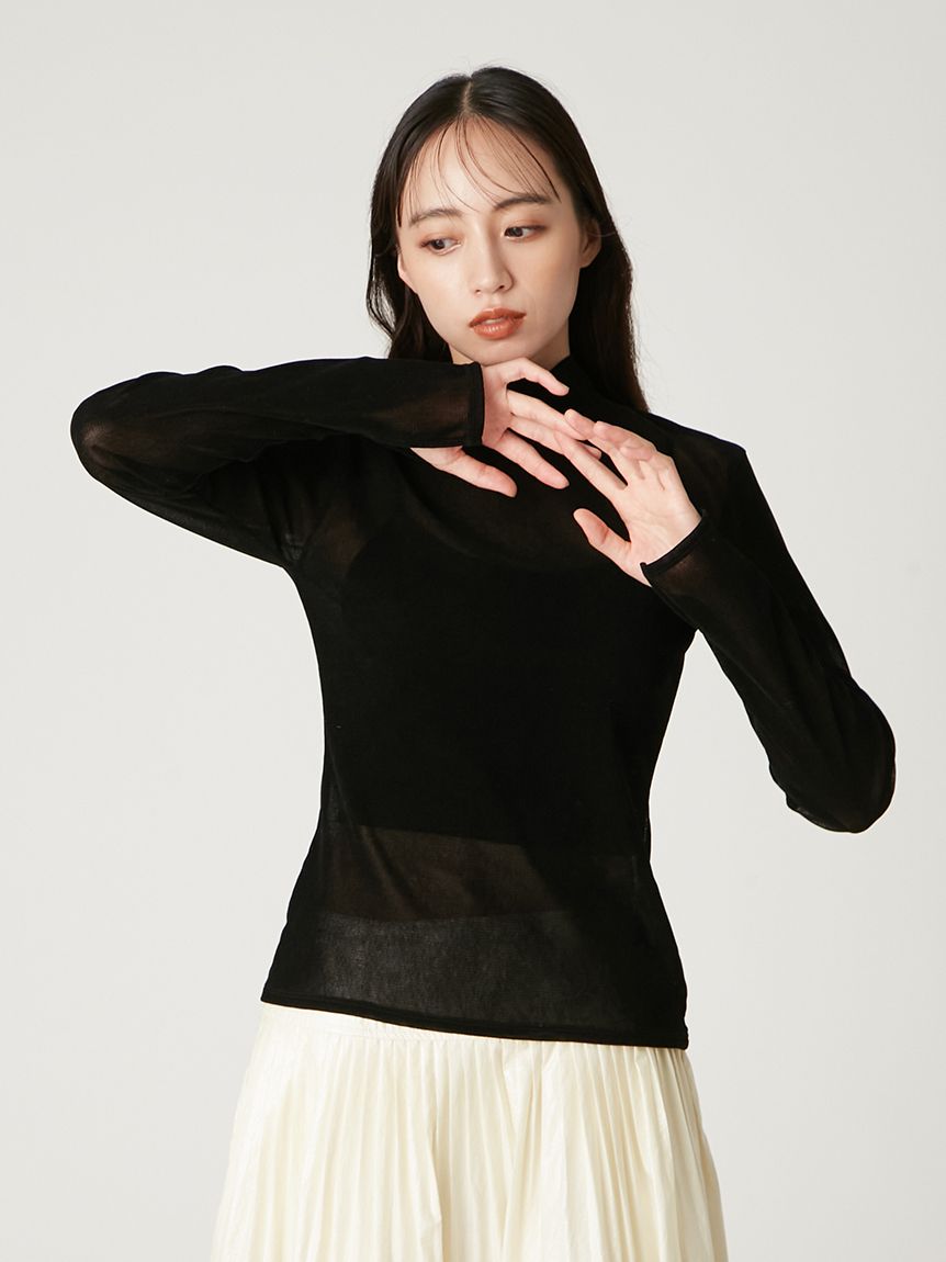 バックオープンフロッキーチュールトップス(カットソー)｜トップス