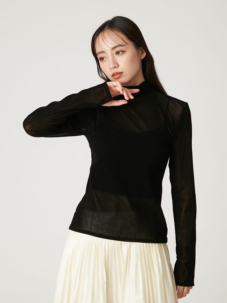 バックオープンフロッキーチュールトップス(カットソー)｜トップス