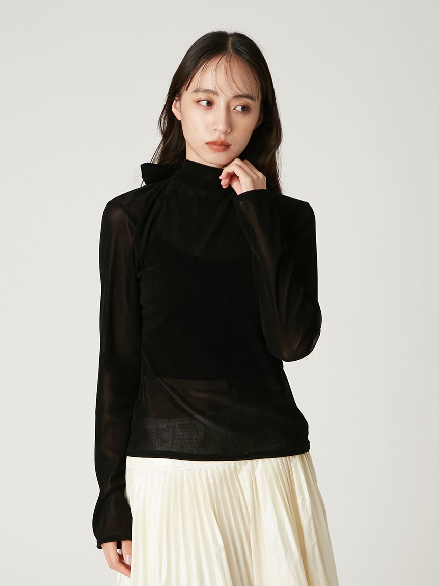 バックオープンフロッキーチュールトップス(カットソー)｜トップス