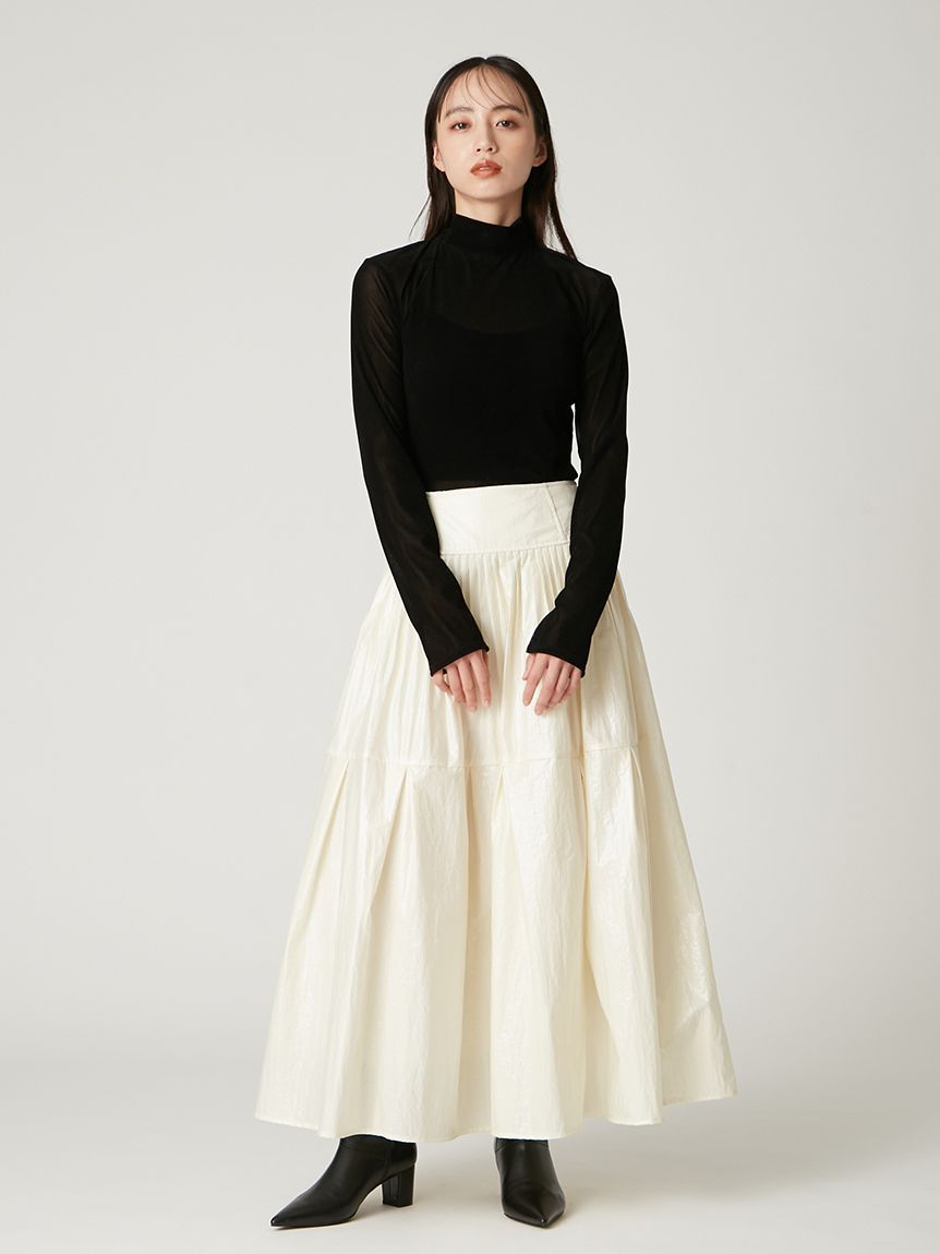 バックオープンフロッキーチュールトップス(カットソー)｜トップス