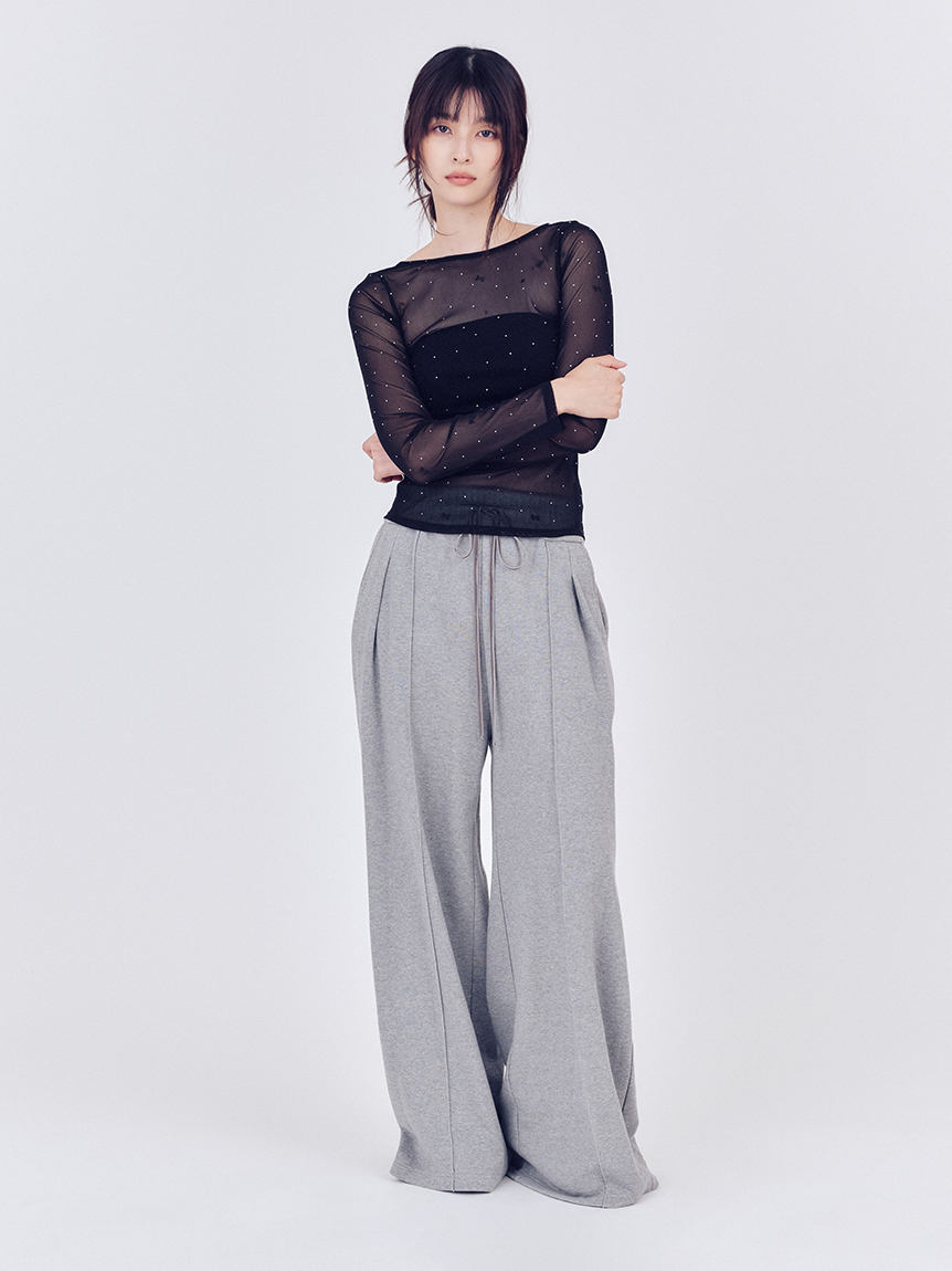 リボンプリントメッシュトップ(カットソー)｜トップス｜FRAY I.D