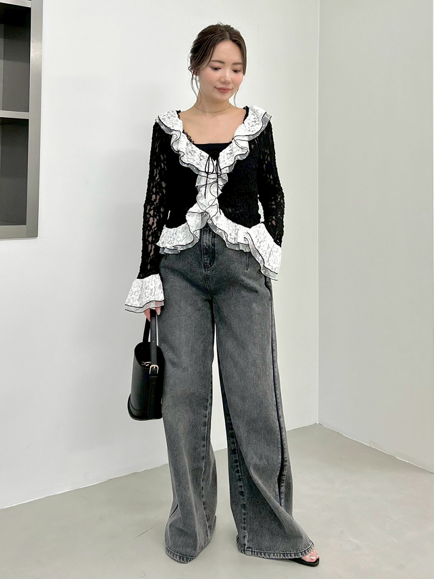 ラッフルデザインレーストップス(カットソー)｜トップス｜FRAY I.D