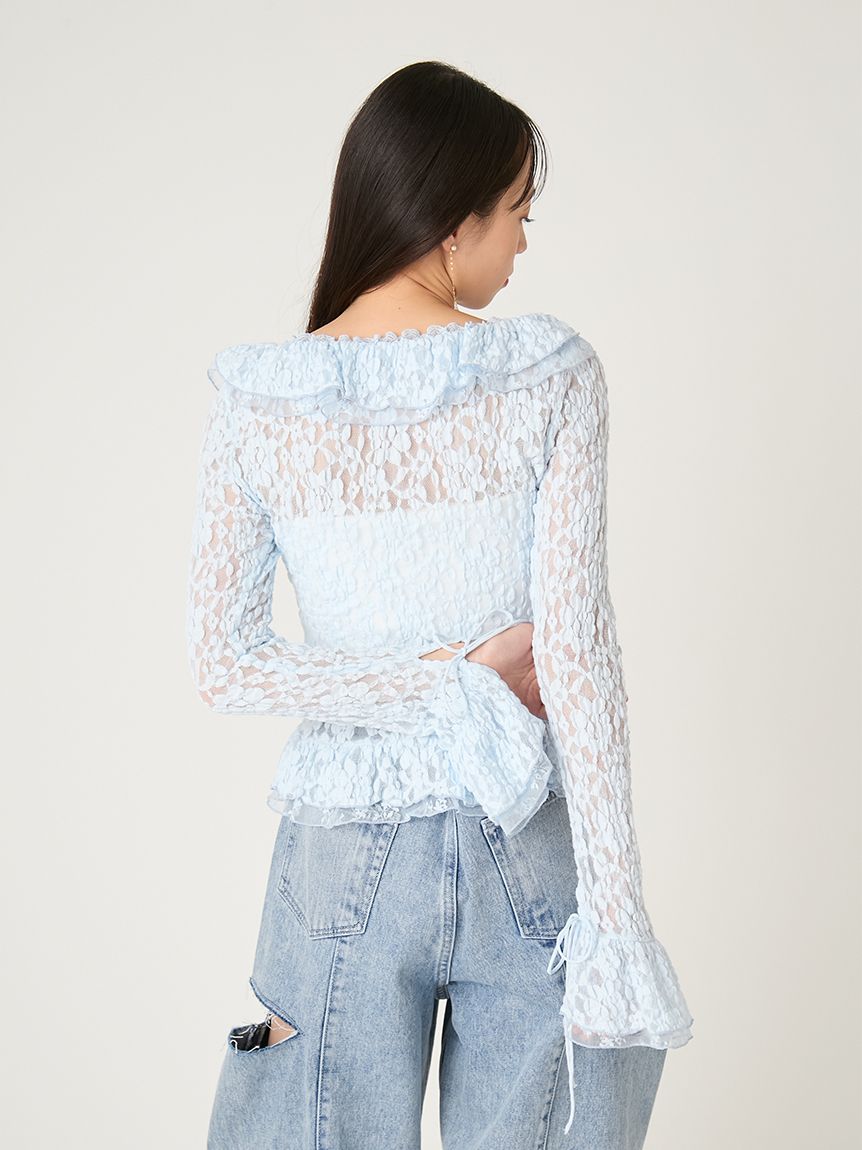 ラッフルデザインレーストップス(カットソー)｜トップス｜FRAY I.D