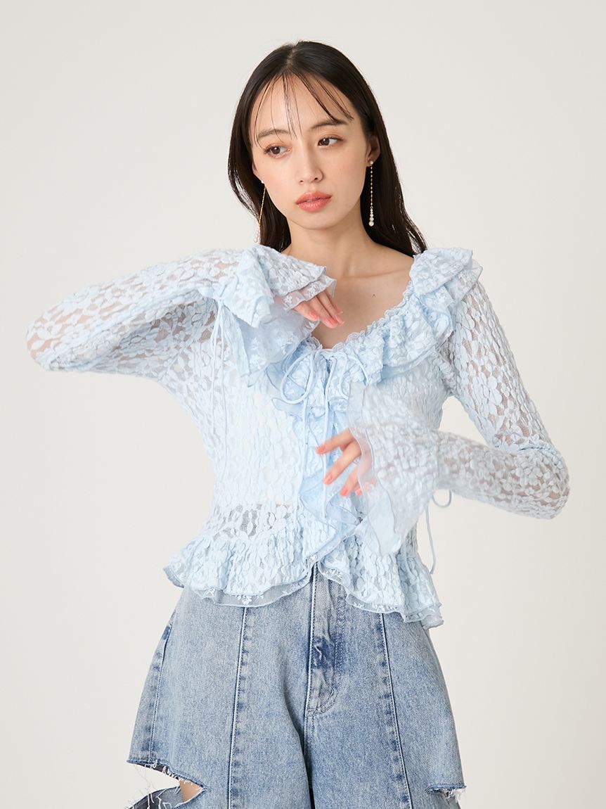 ラッフルデザインレーストップス(カットソー)｜トップス｜FRAY I.D