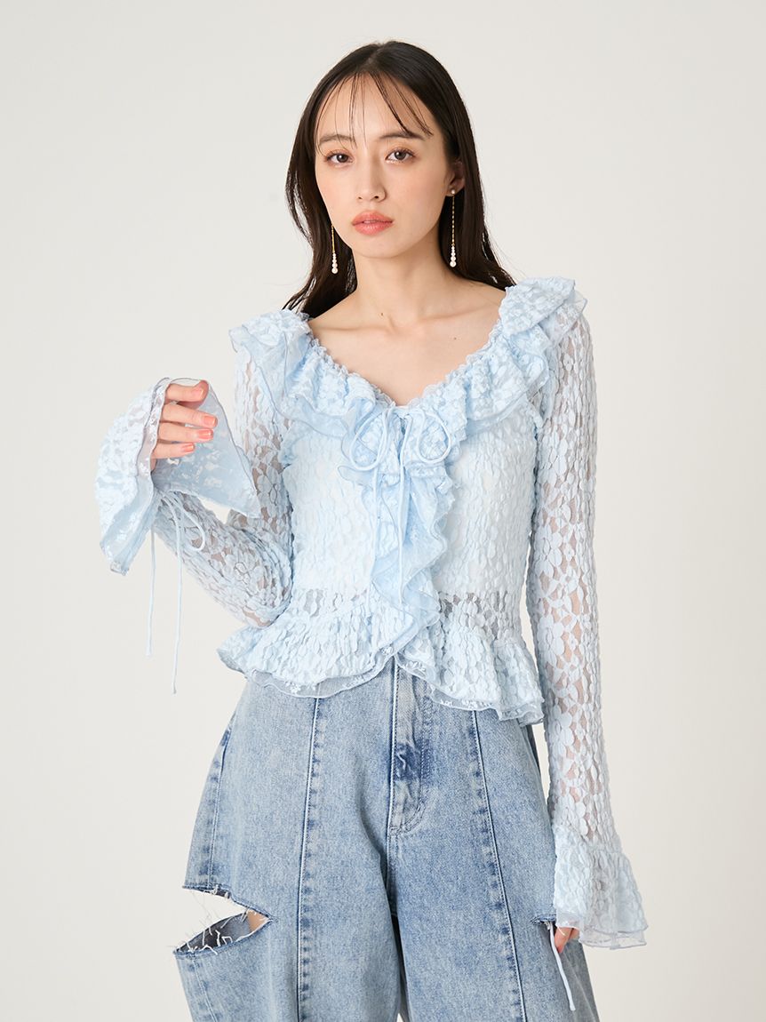 ラッフルデザインレーストップス(カットソー)｜トップス｜FRAY I.D