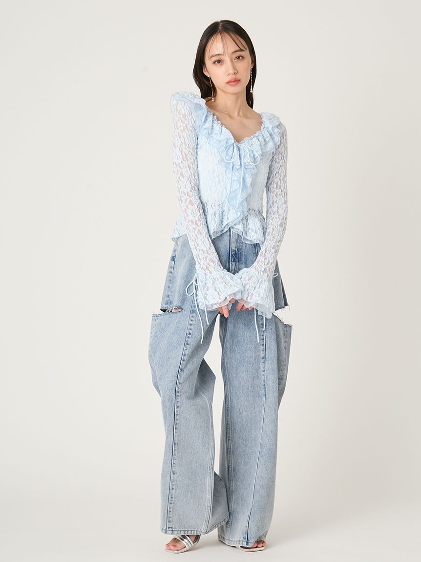 ラッフルデザインレーストップス(カットソー)｜トップス｜FRAY I.D