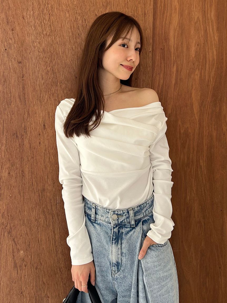 フレイI.D.♡オフショルギャザーブラウス FRAY I.D（フレイ・アイディー） tシャツ ギャザーオフショル