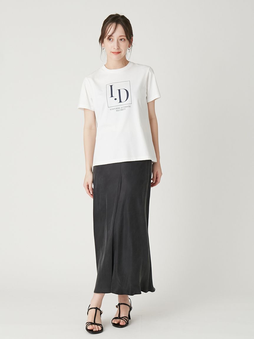 I.DロゴプリントTシャツ／ウォッシャブル・防シワ(カットソー