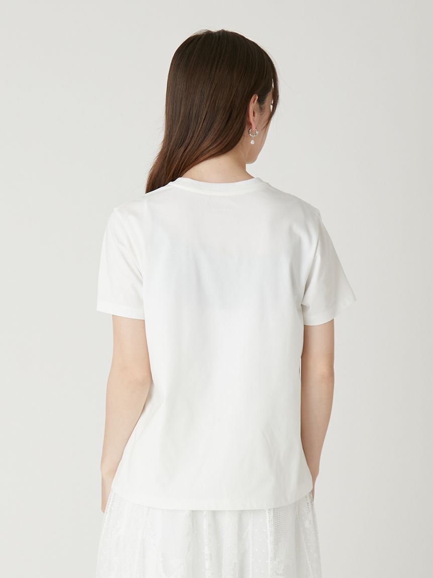 ロゴプリント刺繍Tシャツ／ウォッシャブル・防シワ(カットソー
