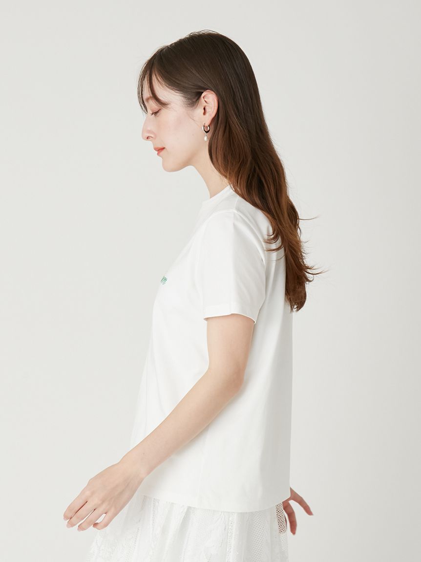 ロゴプリント刺繍Tシャツ／ウォッシャブル・防シワ(カットソー