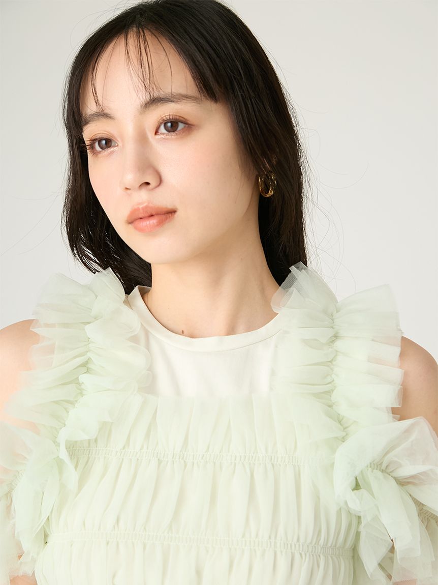 FRAY I.D チュールコンビ2wayトップス　ピンク FRAY I.D（フレイアイディー）の「チュールコンビ2wayトップス（T