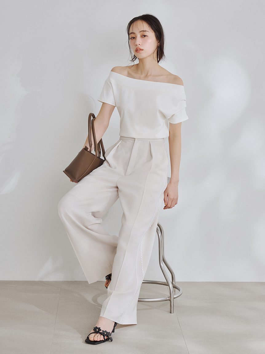 FRAY I.D 2wayオフショルダートップス Mサイズ ベージュ 2wayオフショルカットソー／ウォッシャブル(カットソー)｜トップス