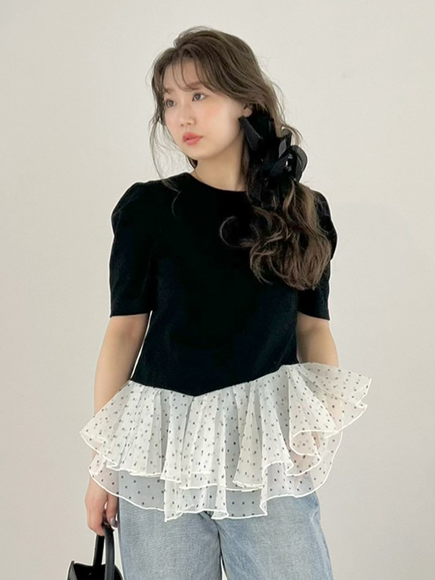 WEB限定カラー】シアーペプラムカットトップス／ウォッシャブル