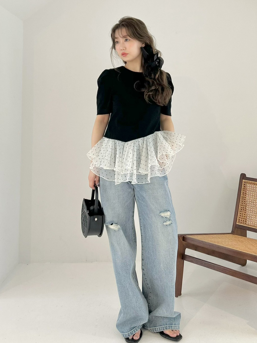 WEB限定カラー】シアーペプラムカットトップス／ウォッシャブル
