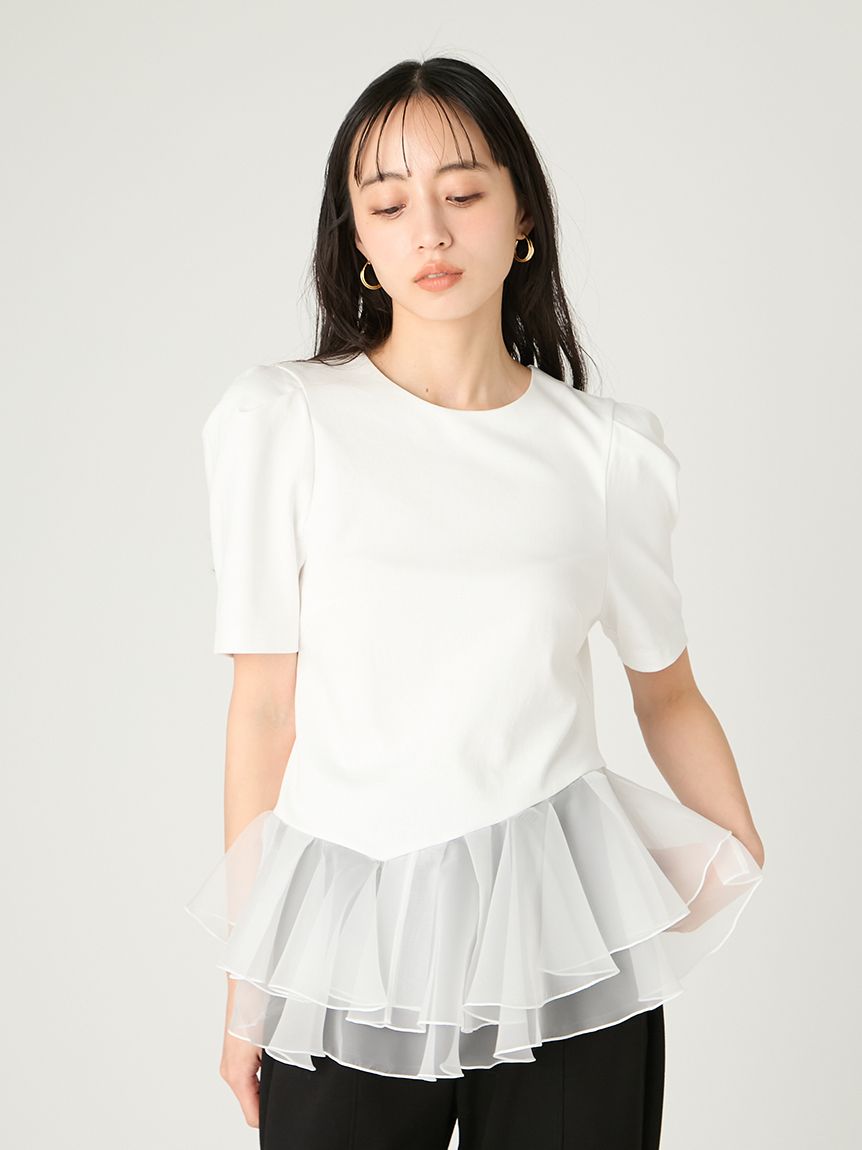 WEB限定カラー】シアーペプラムカットトップス／ウォッシャブル