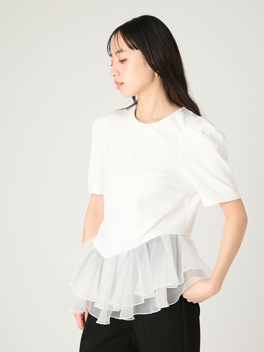 WEB限定カラー】シアーペプラムカットトップス／ウォッシャブル
