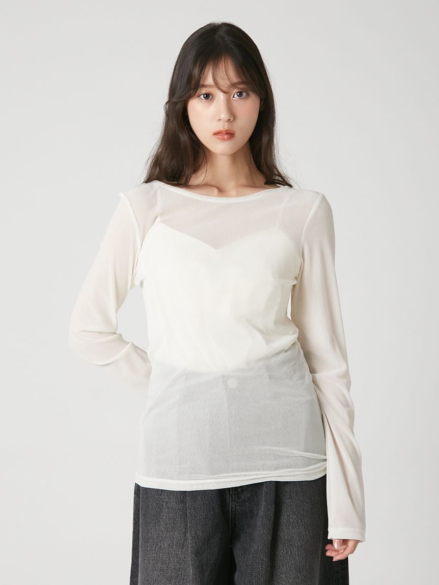 【FRAYI.D】【ウォッシャブル】フロッキーチュールベーシックトップス　新品 ウォッシャブル】フロッキーチュールベーシックトップス(カットソー