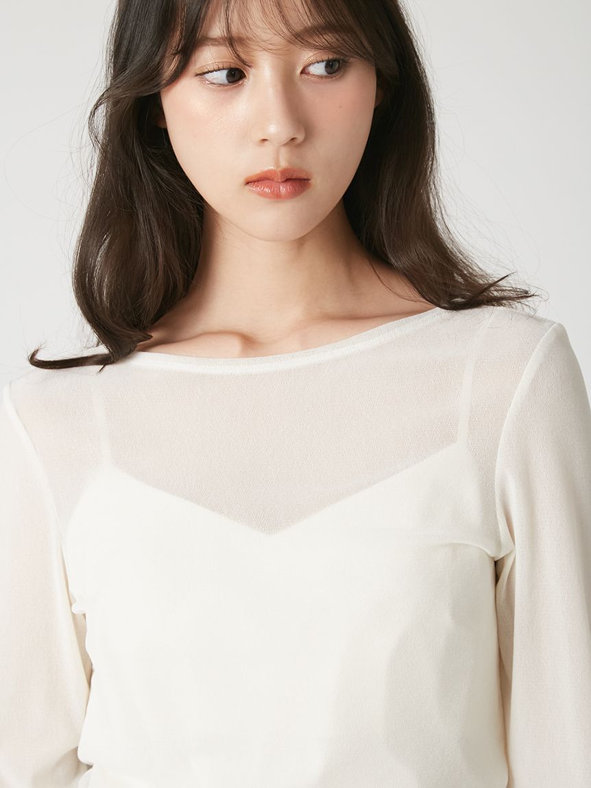ウォッシャブル】フロッキーチュールベーシックトップス(Tシャツ