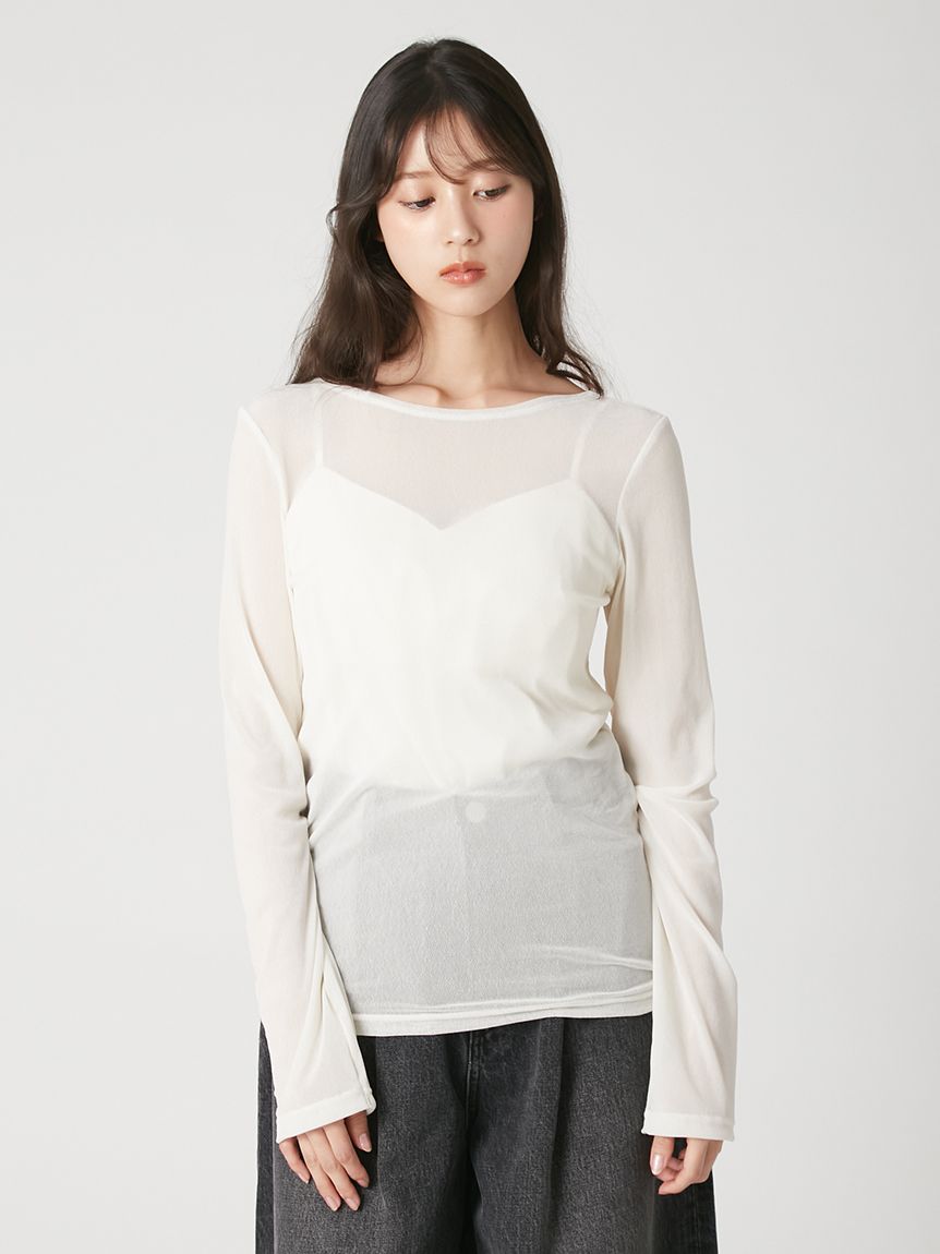 【FRAYI.D】【ウォッシャブル】フロッキーチュールベーシックトップス　新品 ウォッシャブル】フロッキーチュールベーシックトップス(Tシャツ