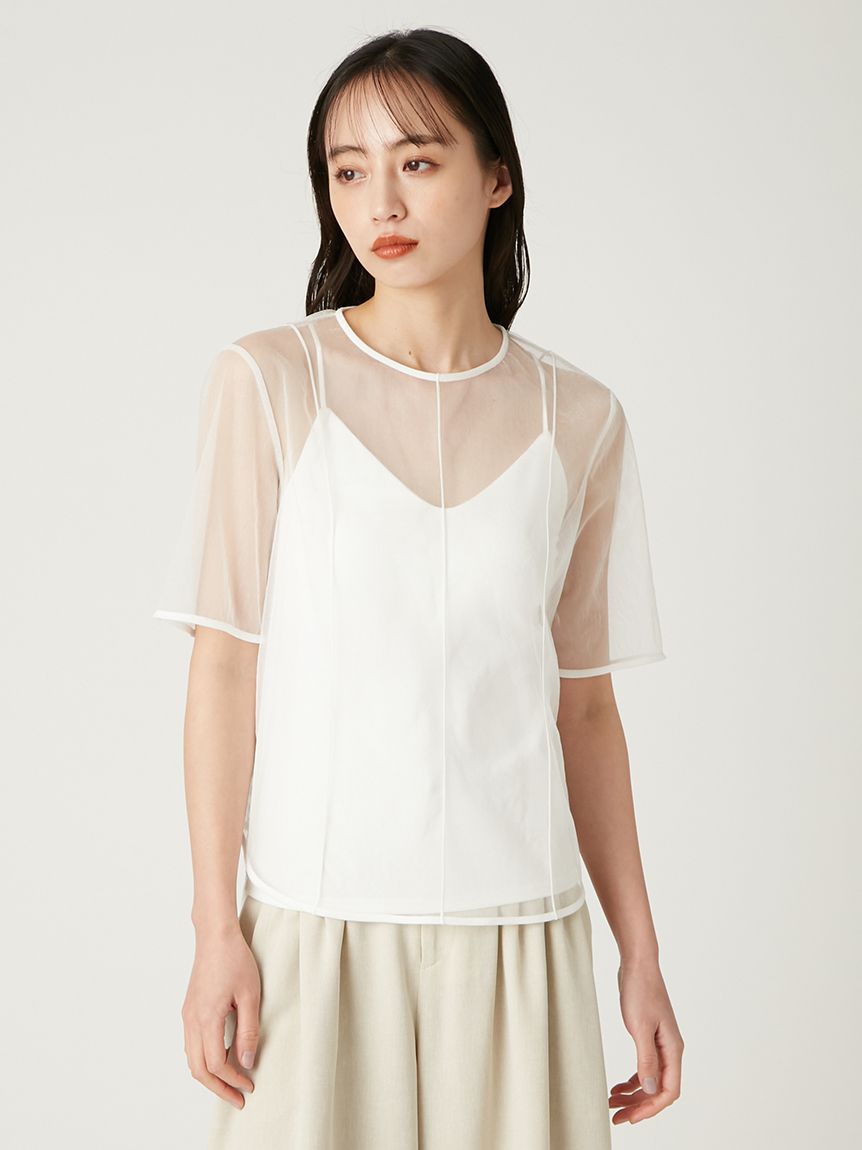 特価 インナーセットシアーチュールトップス／ウォッシャブ カットソー(半袖/袖なし)