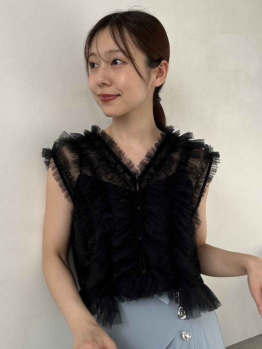 Fray I.D ラッフルチュールノースリブラウス FRAY I.D｜ラッフルチュールノースリブラウス | Rakuten Fashion
