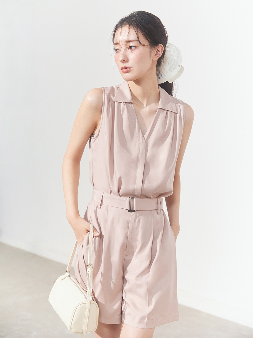 ウォッシャブルクールサテンノースリブラウス／ウォッシャブル・接触冷