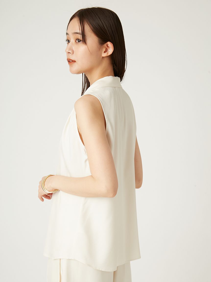 【新品】ウォッシャブルクールサテンノースリブラウス FRAY I.D｜ウォッシャブルクールサテンノースリブラウス