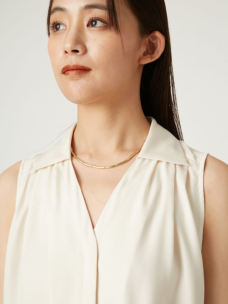 ウォッシャブルクールサテンノースリブラウス／ウォッシャブル・接触冷