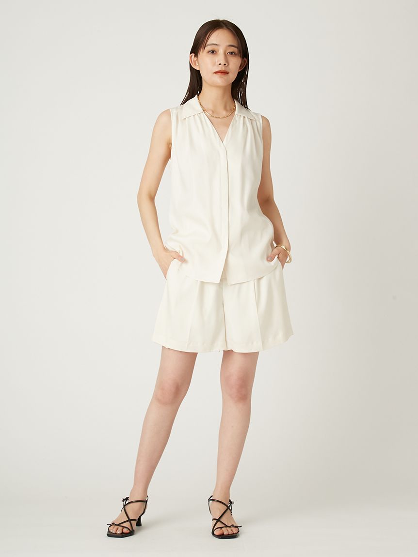 ウォッシャブルクールサテンノースリブラウス／ウォッシャブル・接触冷