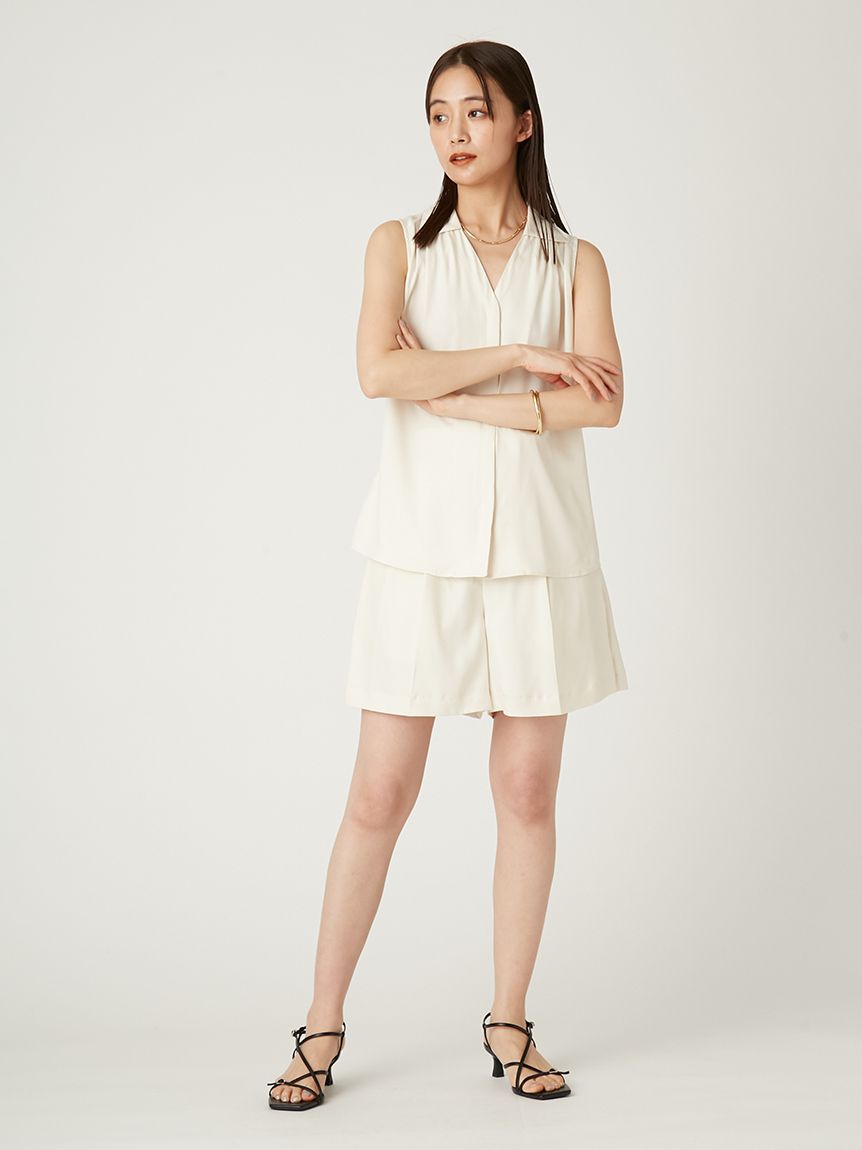 ウォッシャブルクールサテンノースリブラウス／ウォッシャブル・接触冷