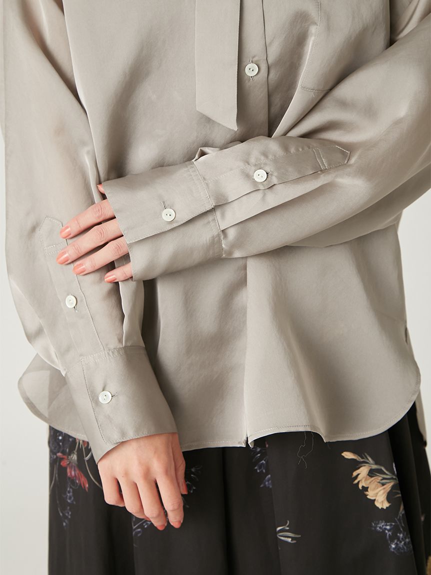 hholicサテンシャツ　ジャケット　アイボリー pre order＞satin shirt – hholic