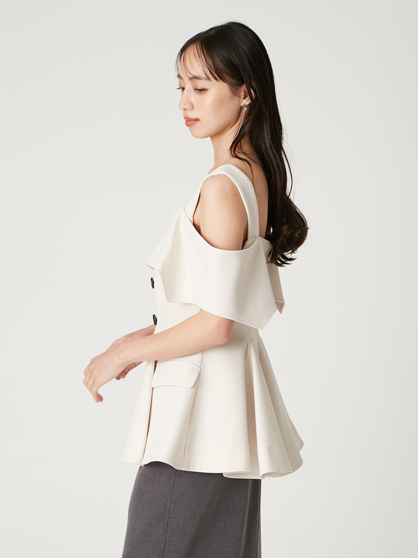 FRAY I.D 2wayオフショルペプラムブラウス　ベージュ フレイ アイディー FRAY I.D 2wayオフショルペプラムブラウス
