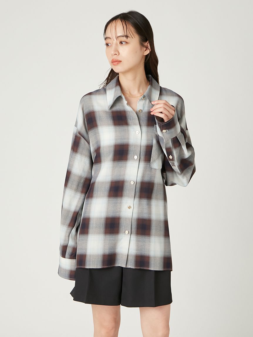 ブラウス シャツ 2wayオンブレチェックシャツ レディース 2wayオンブレチェックシャツ(ブラウス)｜トップス｜FRAY I.D