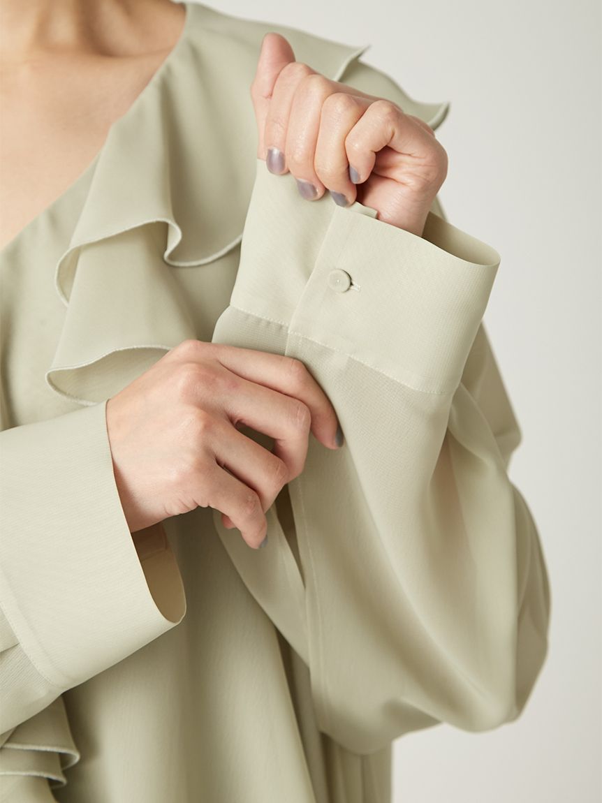 ガリャルダガランテ　ラッフルカフスブラウス　フレアスリーブ　オフィスカジュアル ガリャルダガランテラッフルカフスブラウスフレアスリーブ