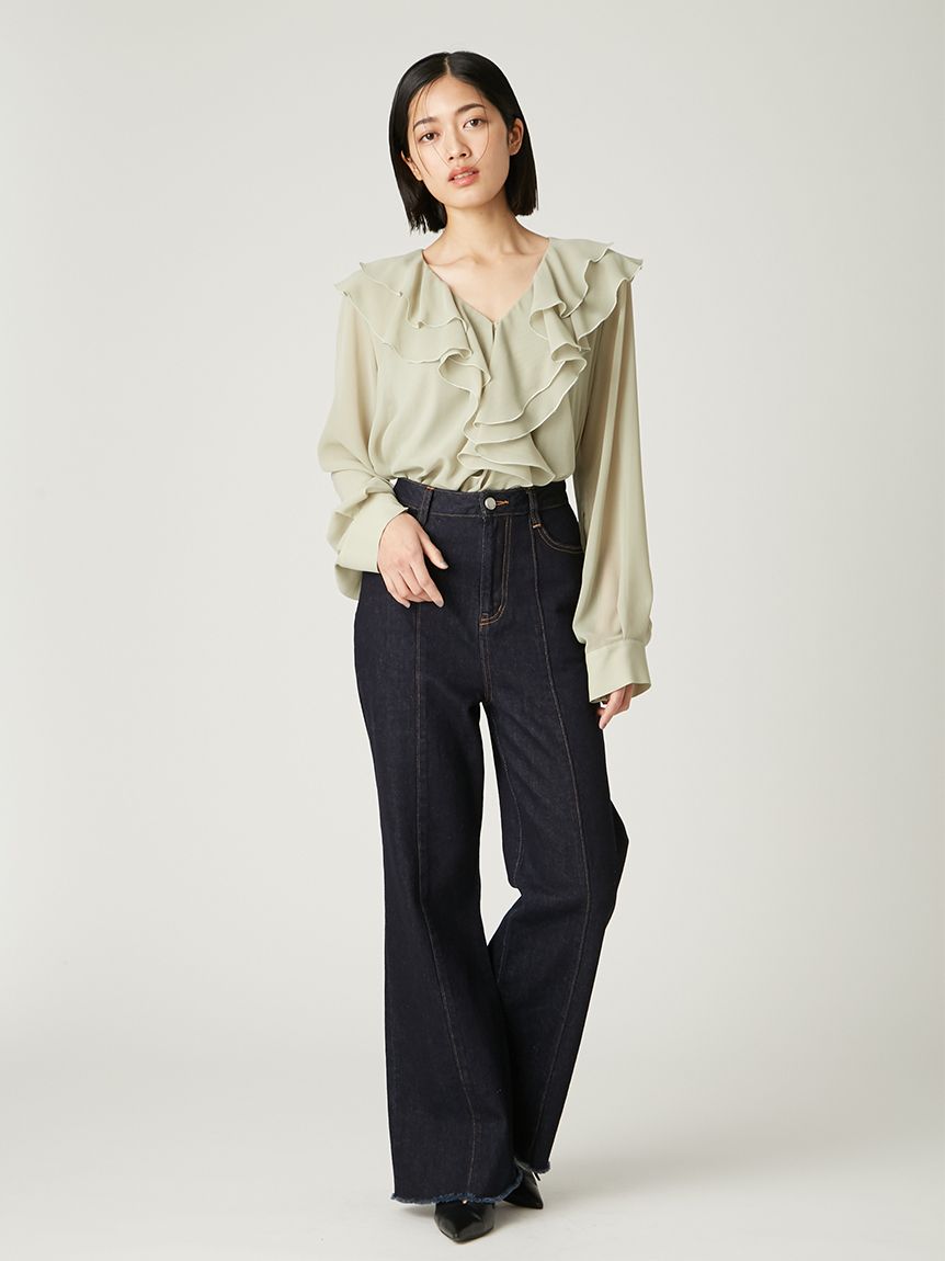 フレイアイディー　ブラウス シフォンラッフルカフスデザインブラウス(ブラウス)｜トップス｜FRAY